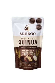 BOLITAS DE QUINOA CON CHOCOLATE 55% CACAO SUNKAO 40 g